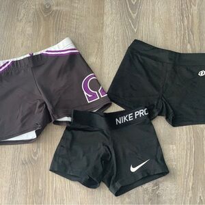 Nike Pro Black and Purple Shorts Trio